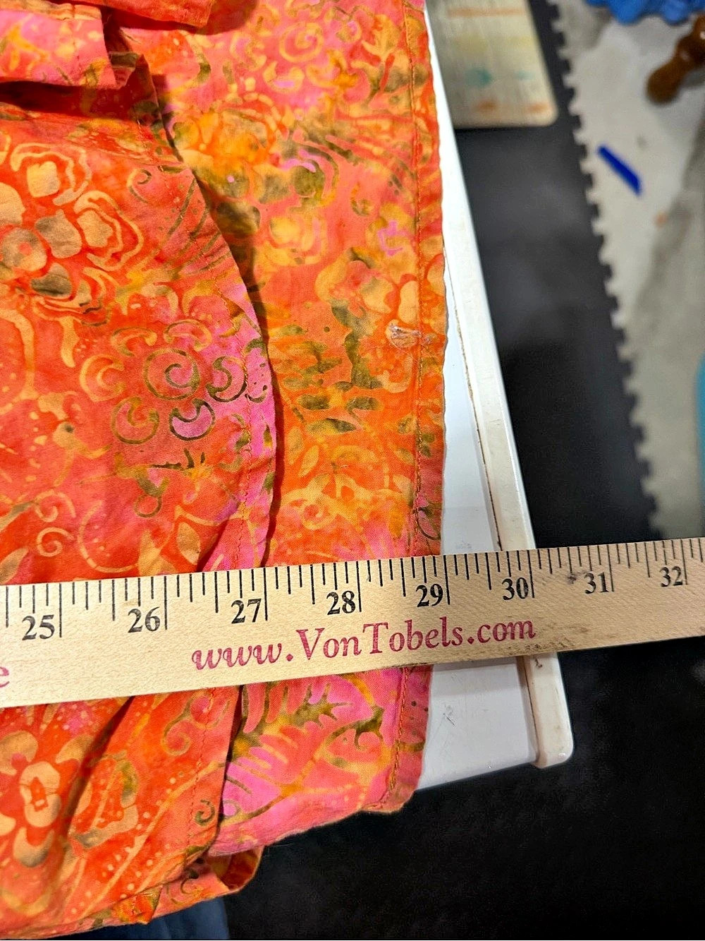 Catherines 1X Floral Button-Front Cotton Shirt Pink & Orange Lightweight - Picture 8 of 8